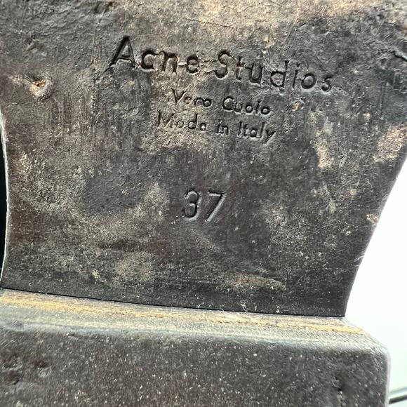 Acne Studios black brass soft leather booties stacked heel basic size 37 / US 7 - Picture 4 of 13